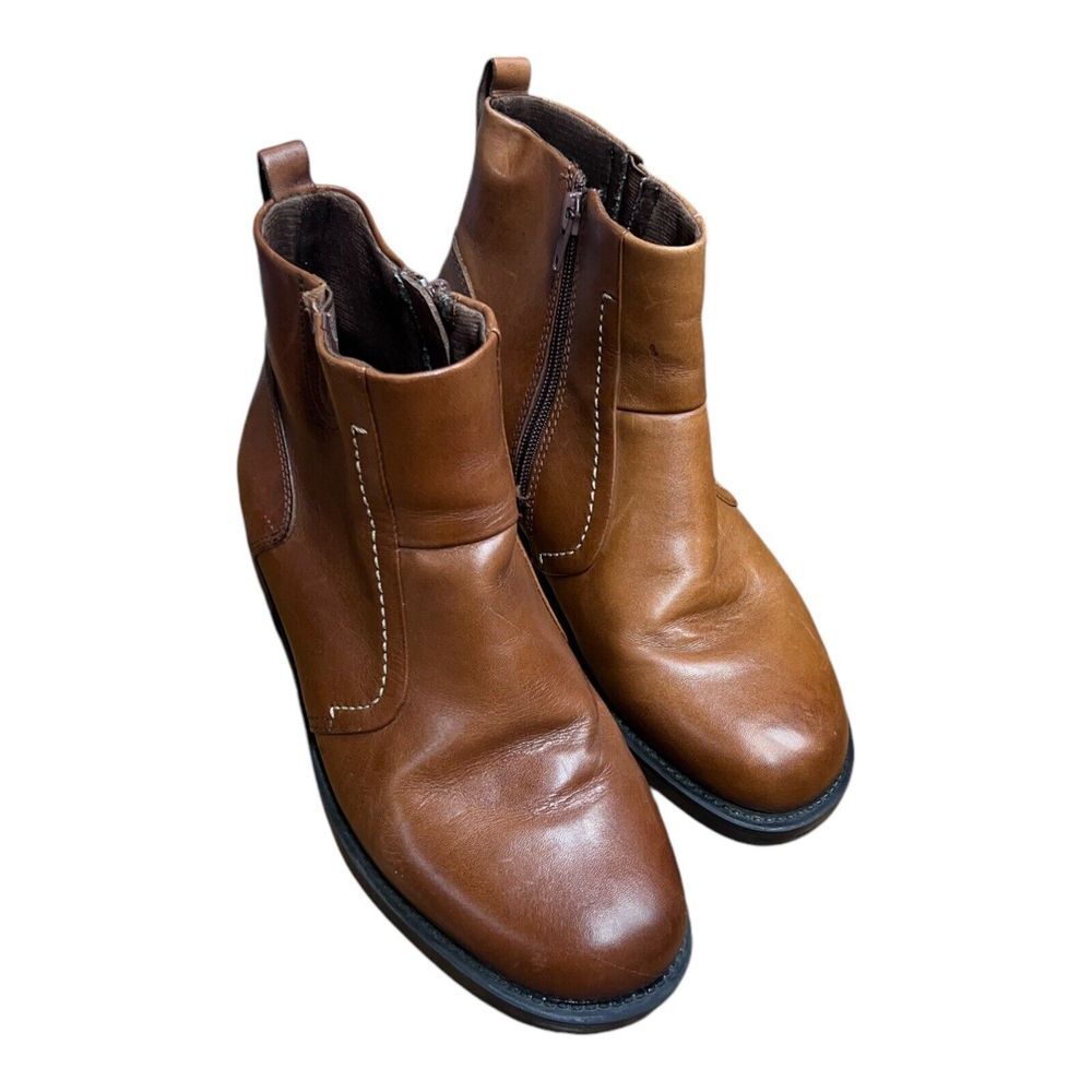 Earth Womens Ranger Renier Brown Chelsea Leather Boots Shoes Size 7.5 Zip Up‎